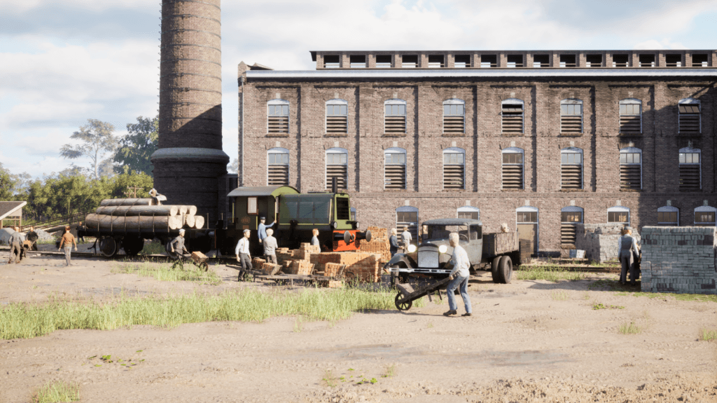 impressie van de VR-film: de voormalige steenfabriek met daarvoor de SIK locomotief.